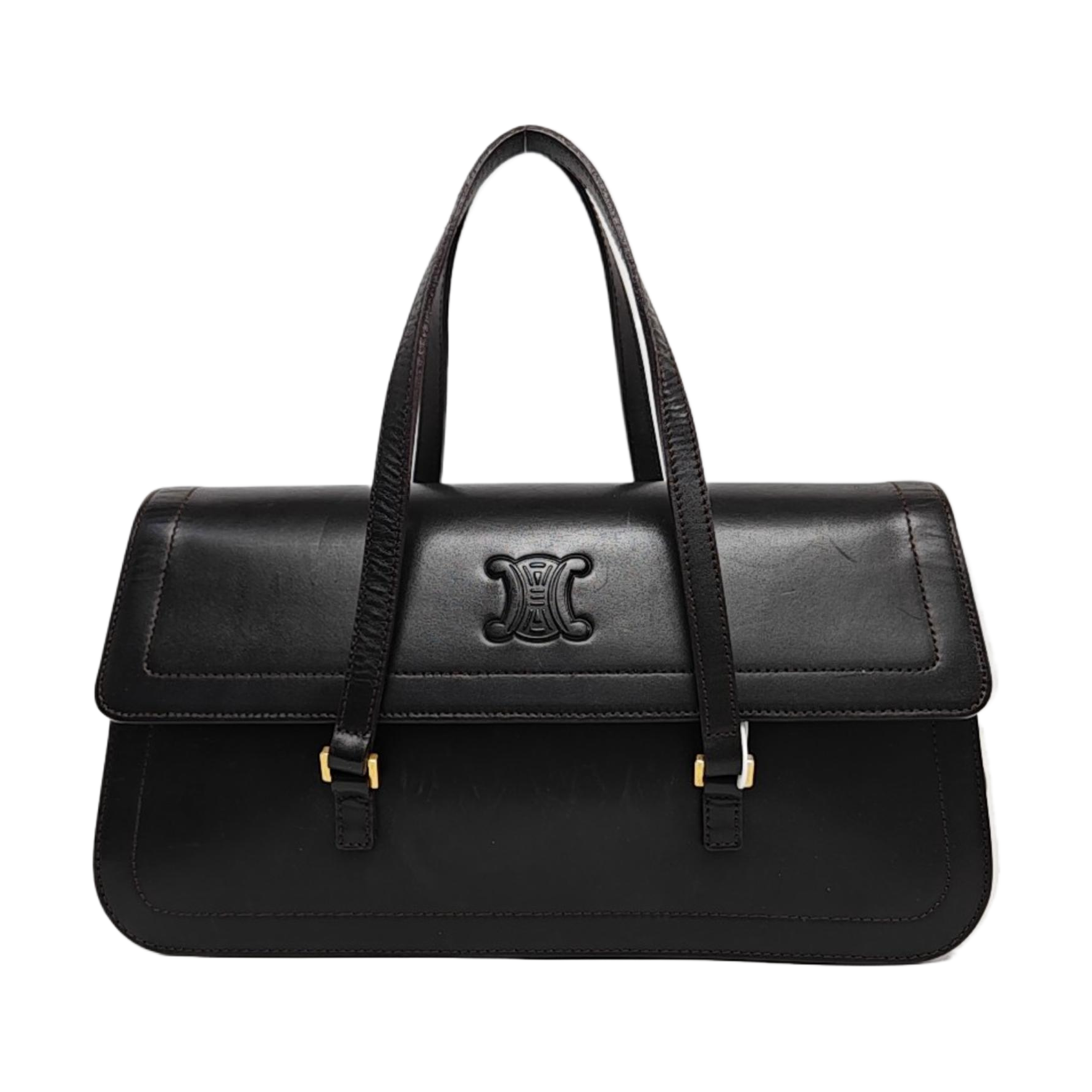 Calfskin Top Handle Bag Black
