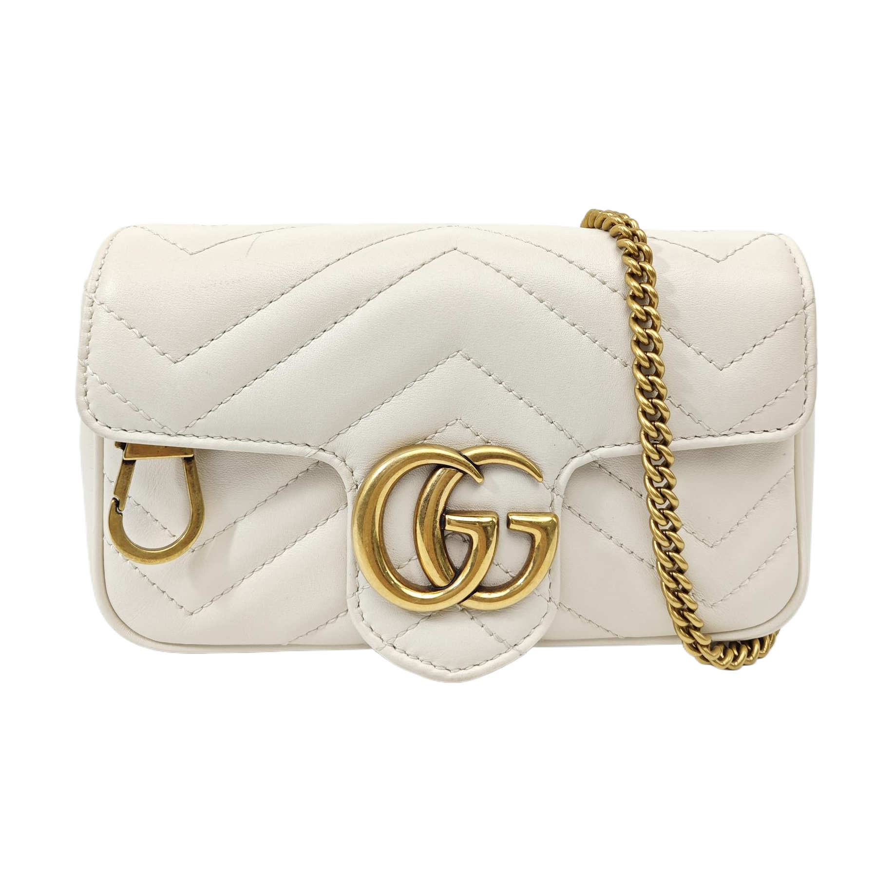 GG Marmont Mini Quilted Calfskin White