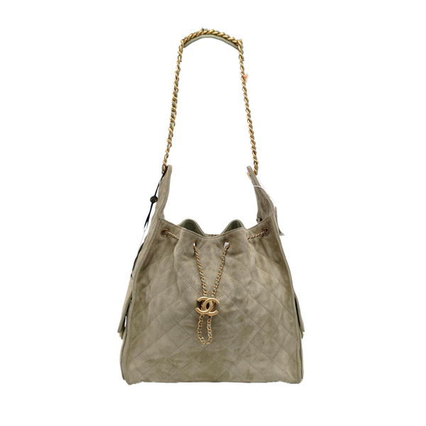 Authenticated pre-owned  CHANEL 25 Quilted Suede Green - Shoulder Bag at Looply