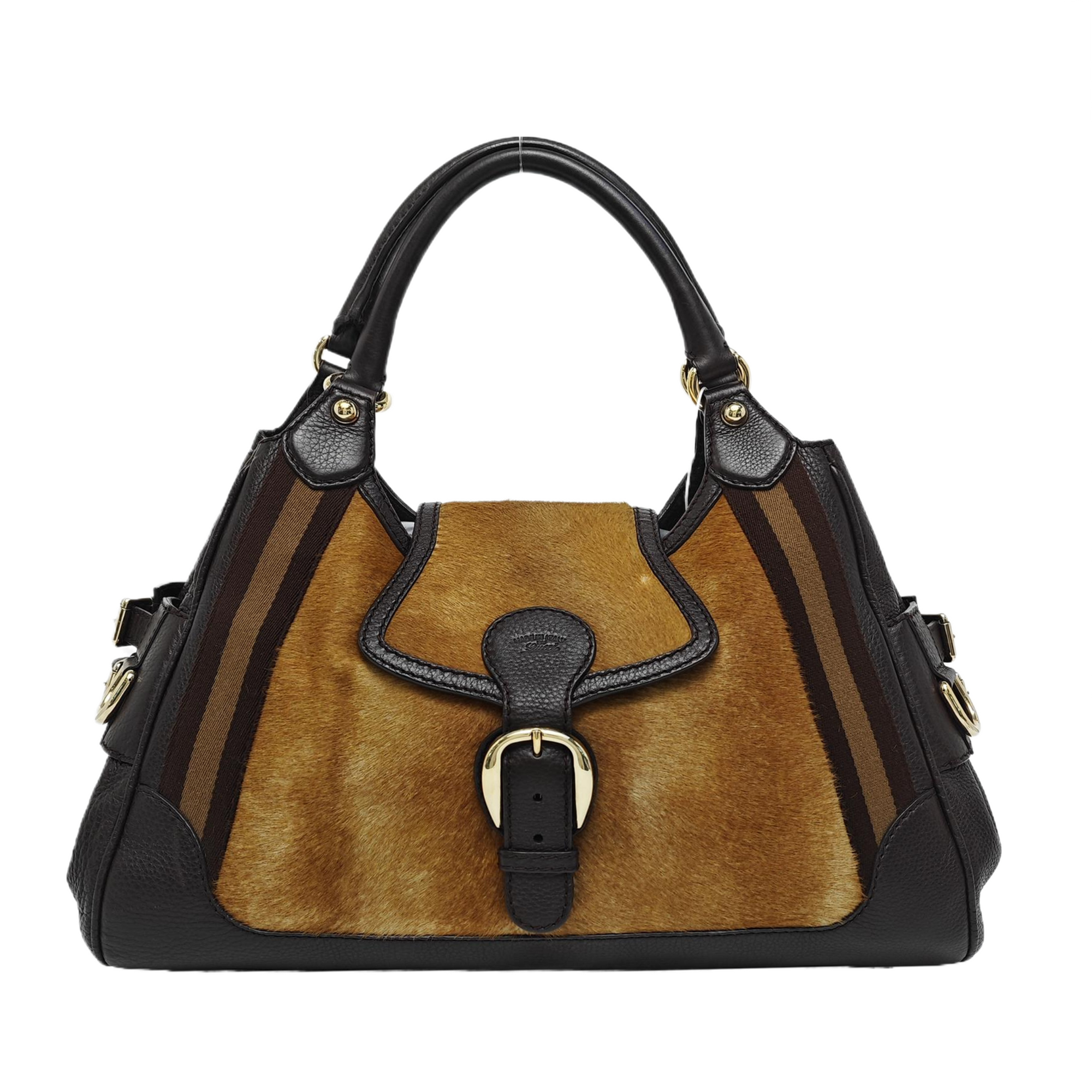 Calfskin Top Handle Bag Brown