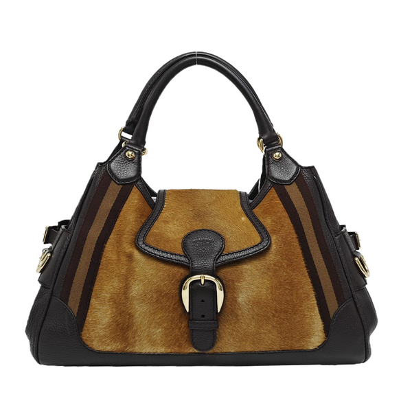 Calfskin Top Handle Bag Brown
