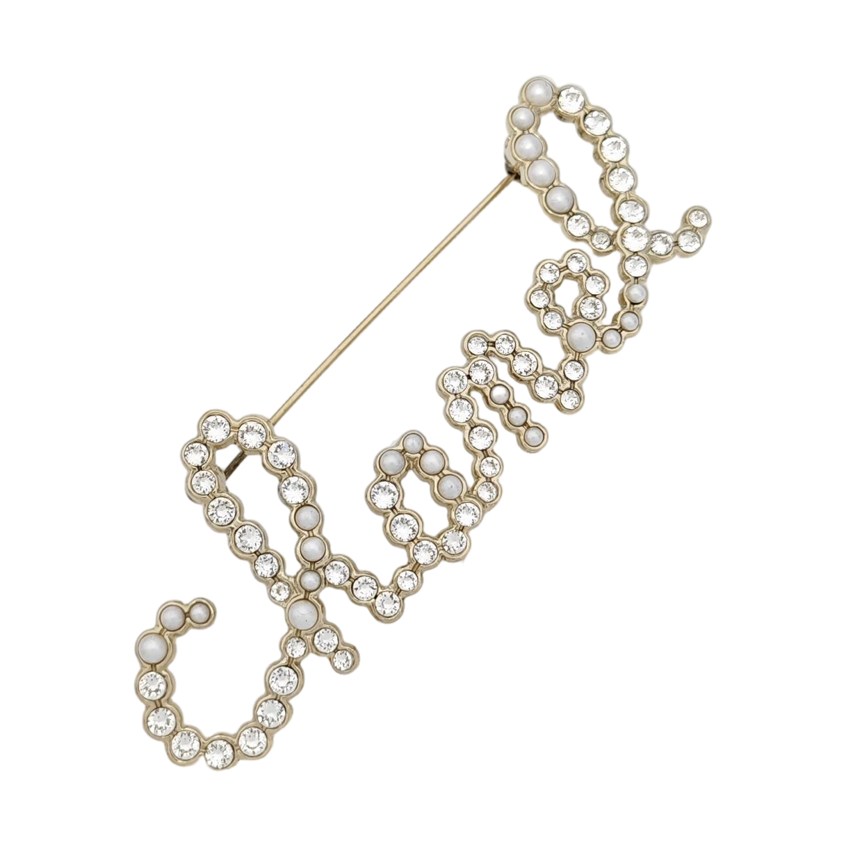 CC Logo Metal Gold Brooch