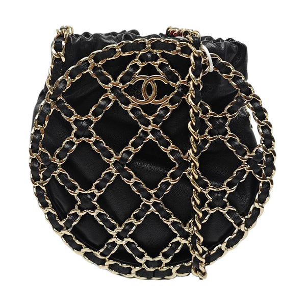 ROUND Quilted Lambskin Black