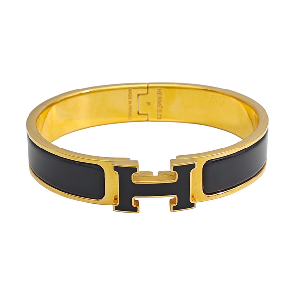 Clic H Metal Black Bangle