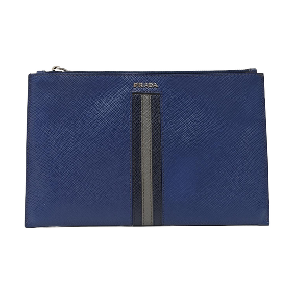 Saffiano Calfskin Clutch Blue