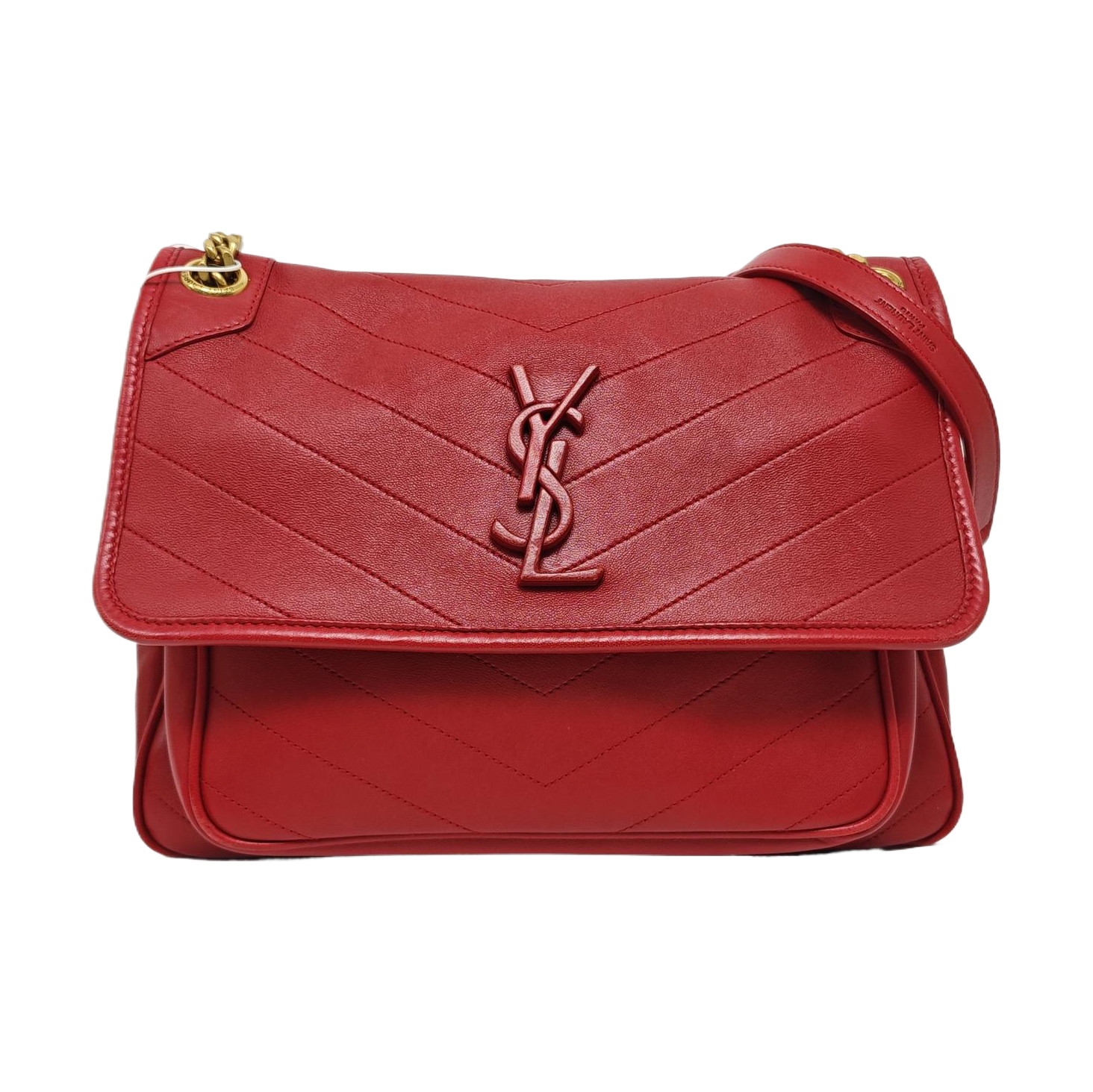 NIKI Medium Chevron Lambskin Red