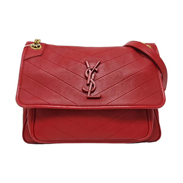NIKI Medium Chevron Lambskin Red