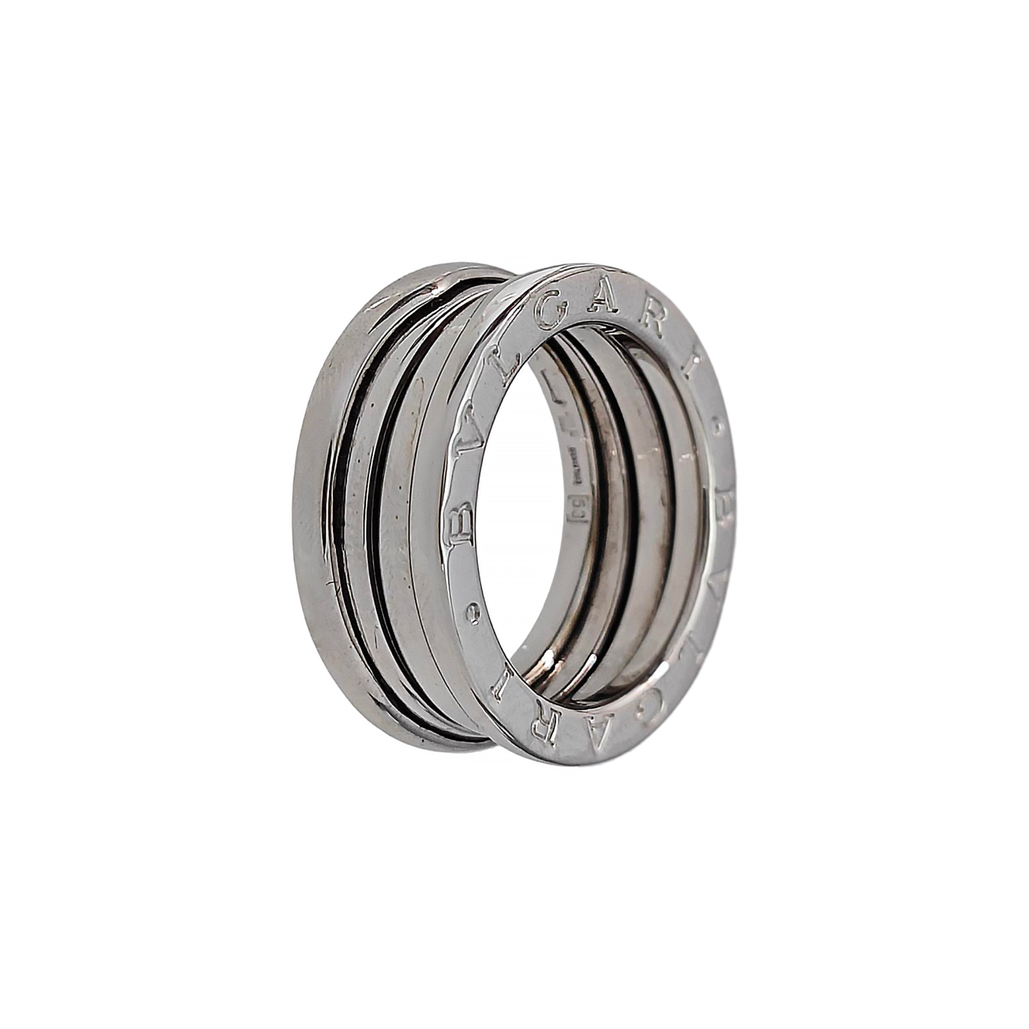 B.ZERO1 18k White Gold Silver Ring EU 53