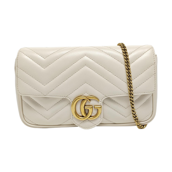 GG Marmont Small Quilted Calfskin White