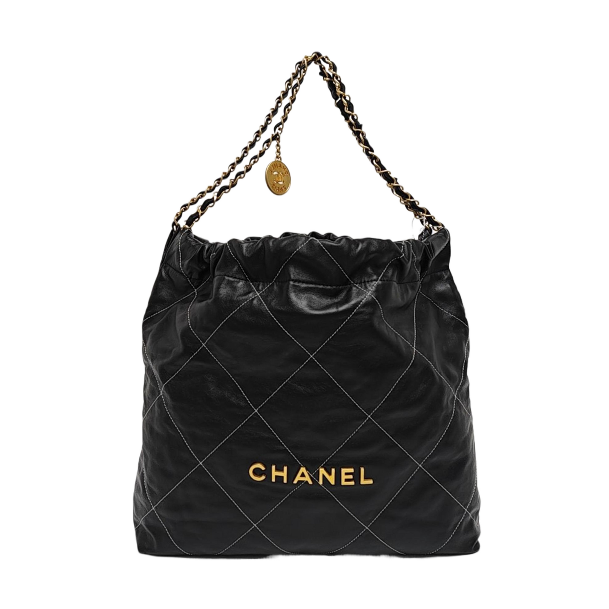 CHANEL 22 Medium Quilted Calfskin Black