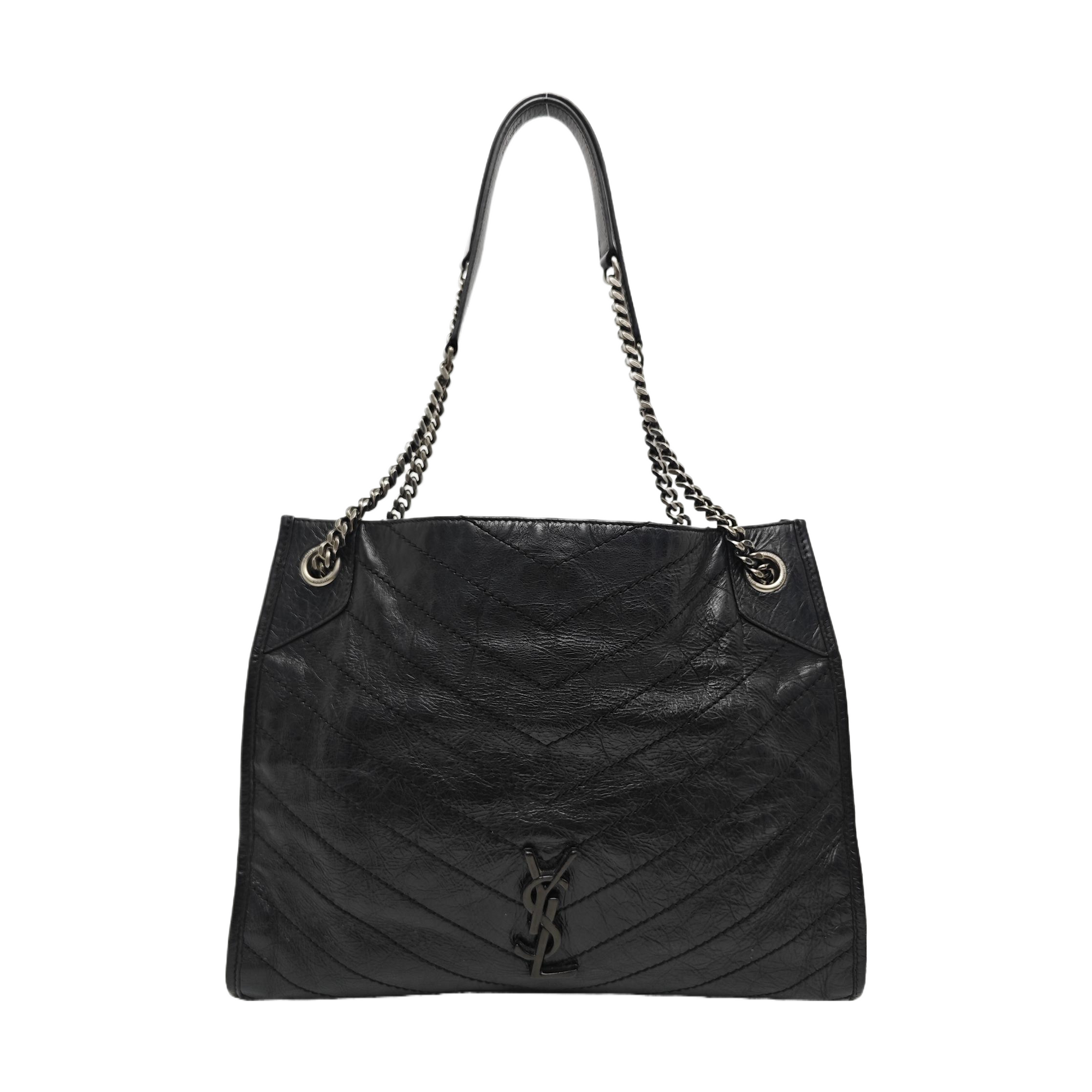 NIKI Medium Chevron Calfskin Black