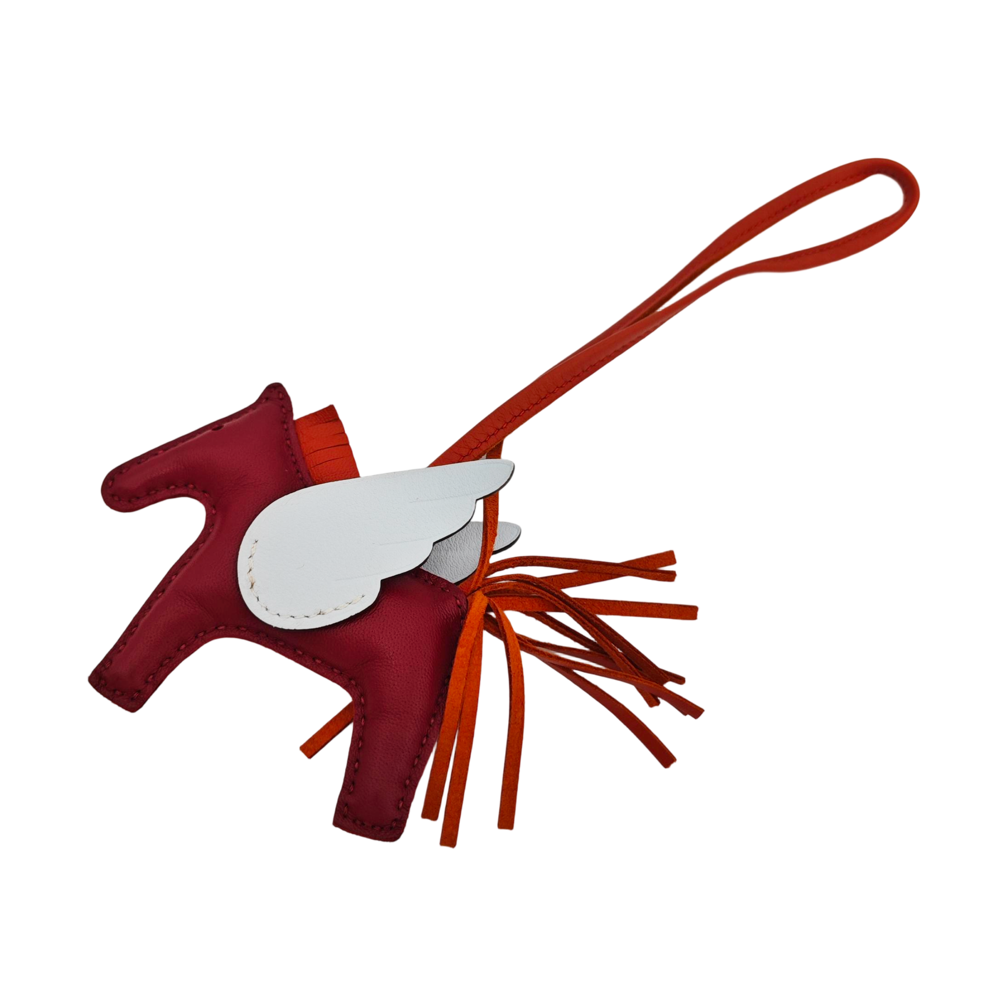 Leather Bag Charm Red
