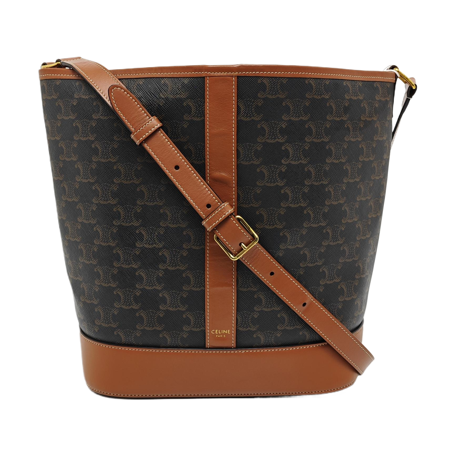 Authenticated pre-owned  TRIOMPHE CANVAS Medium Coated Canvas Yellow - Bucket Bag at Looply