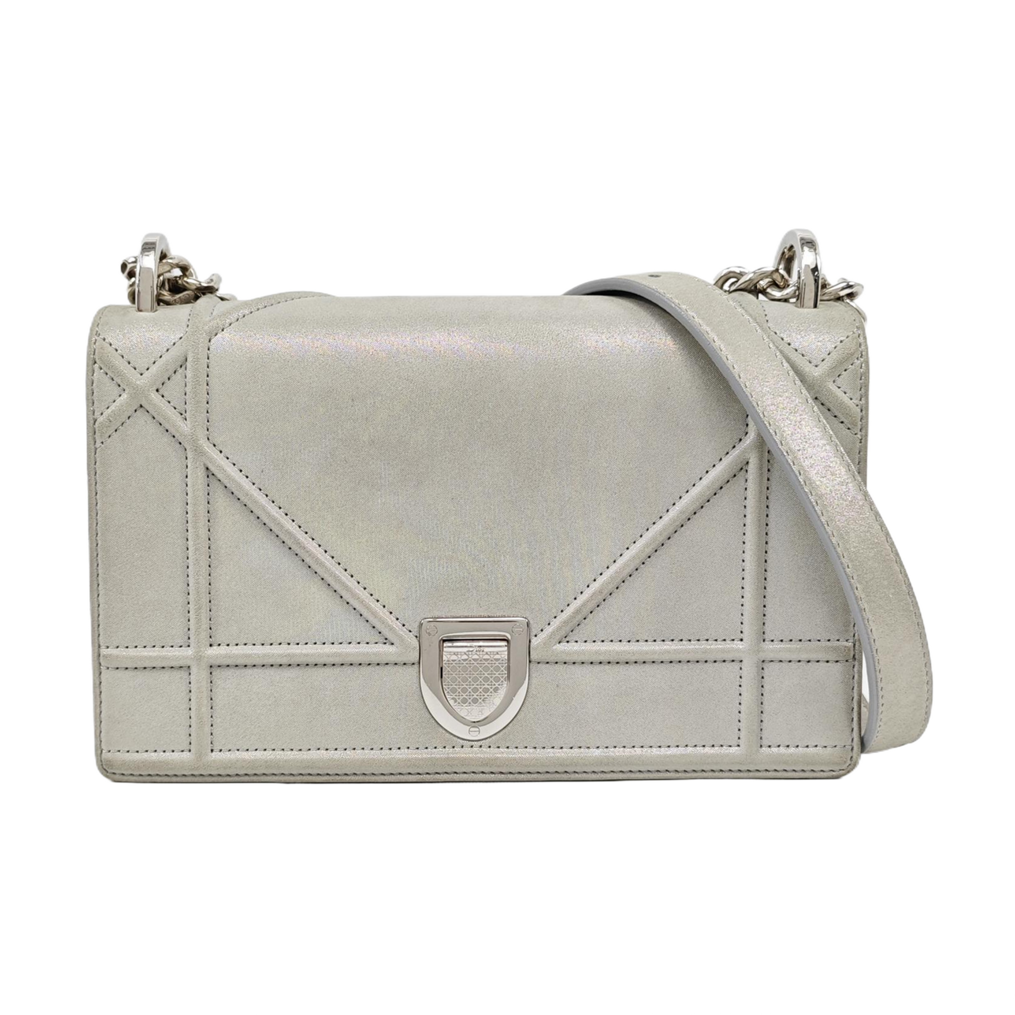Diorama Small Cannage Calfskin Silver