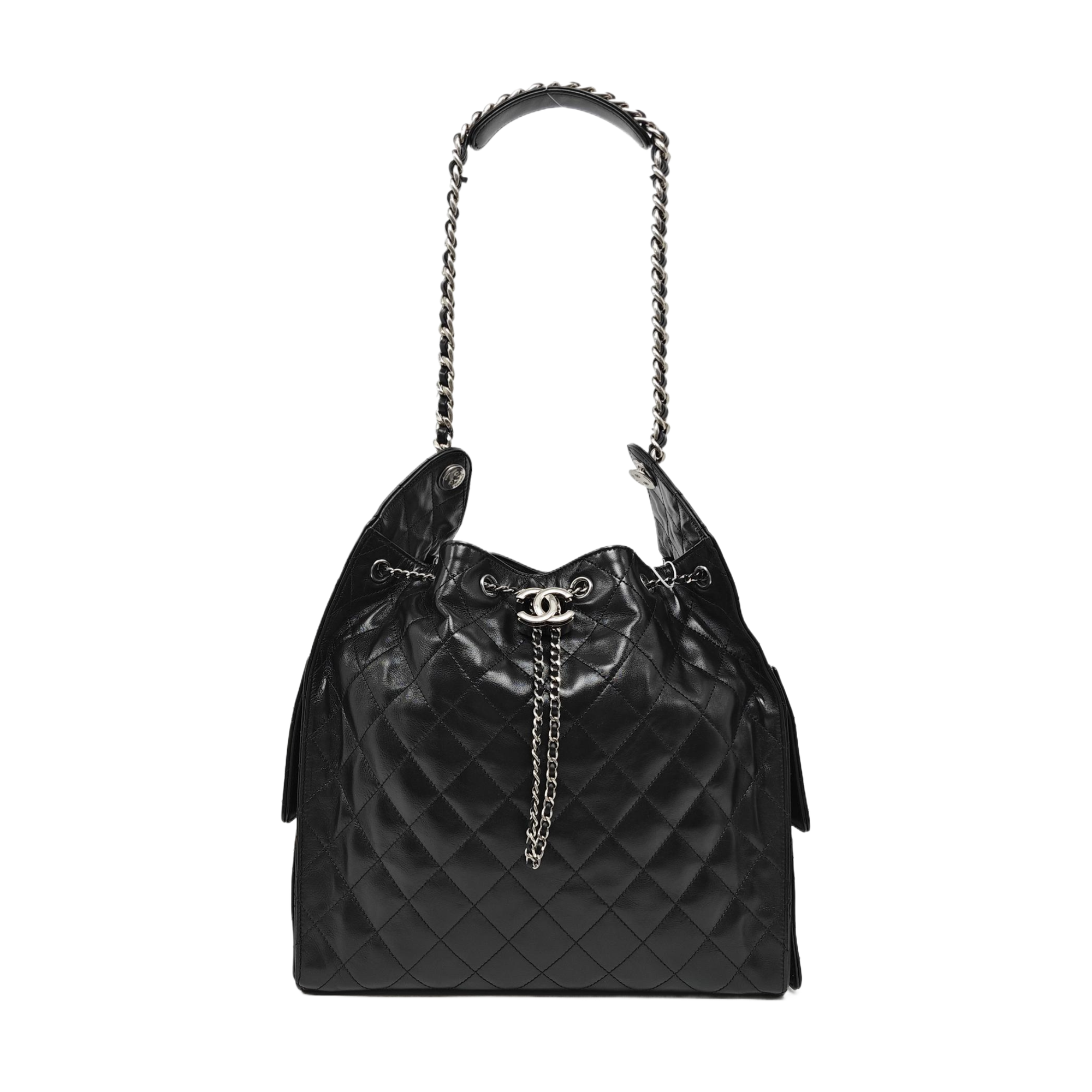CHANEL 25 Medium Quilted Calfskin Black