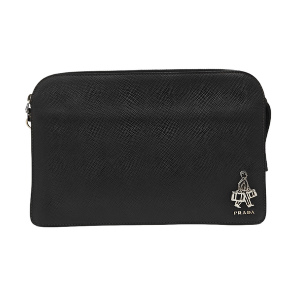 Saffiano Calfskin Clutch Black