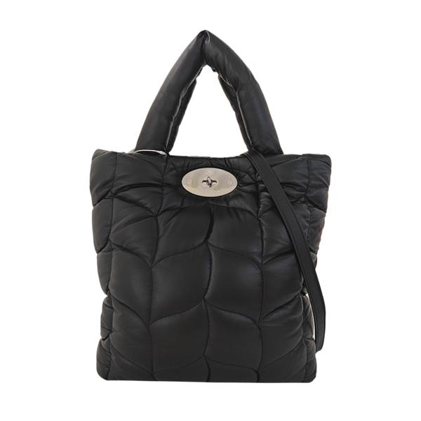 Quilted Leather Top Handle Bag Black