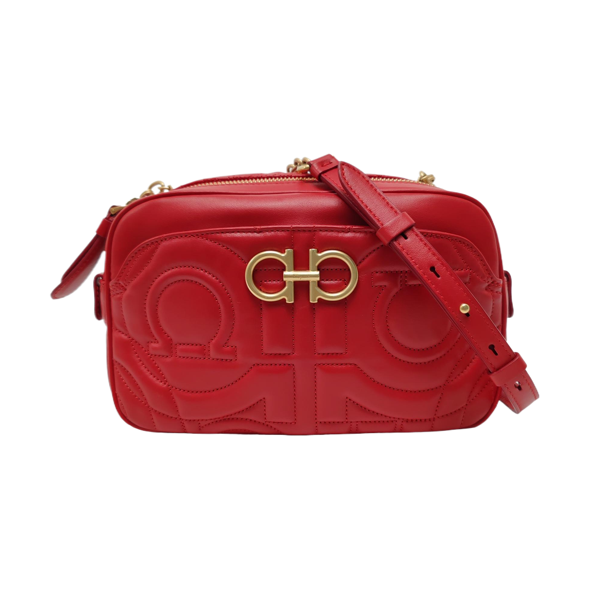 Authenticated pre-owned  Gancini Quilted Calfskin Red - Shoulder Bag at Looply