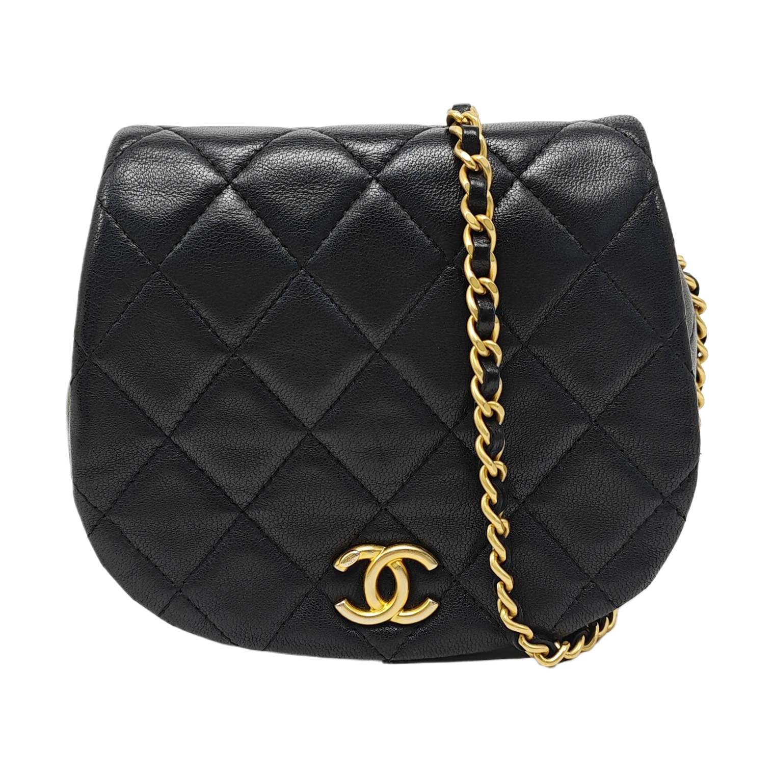 Quilted Lambskin Shoulder Bag Black