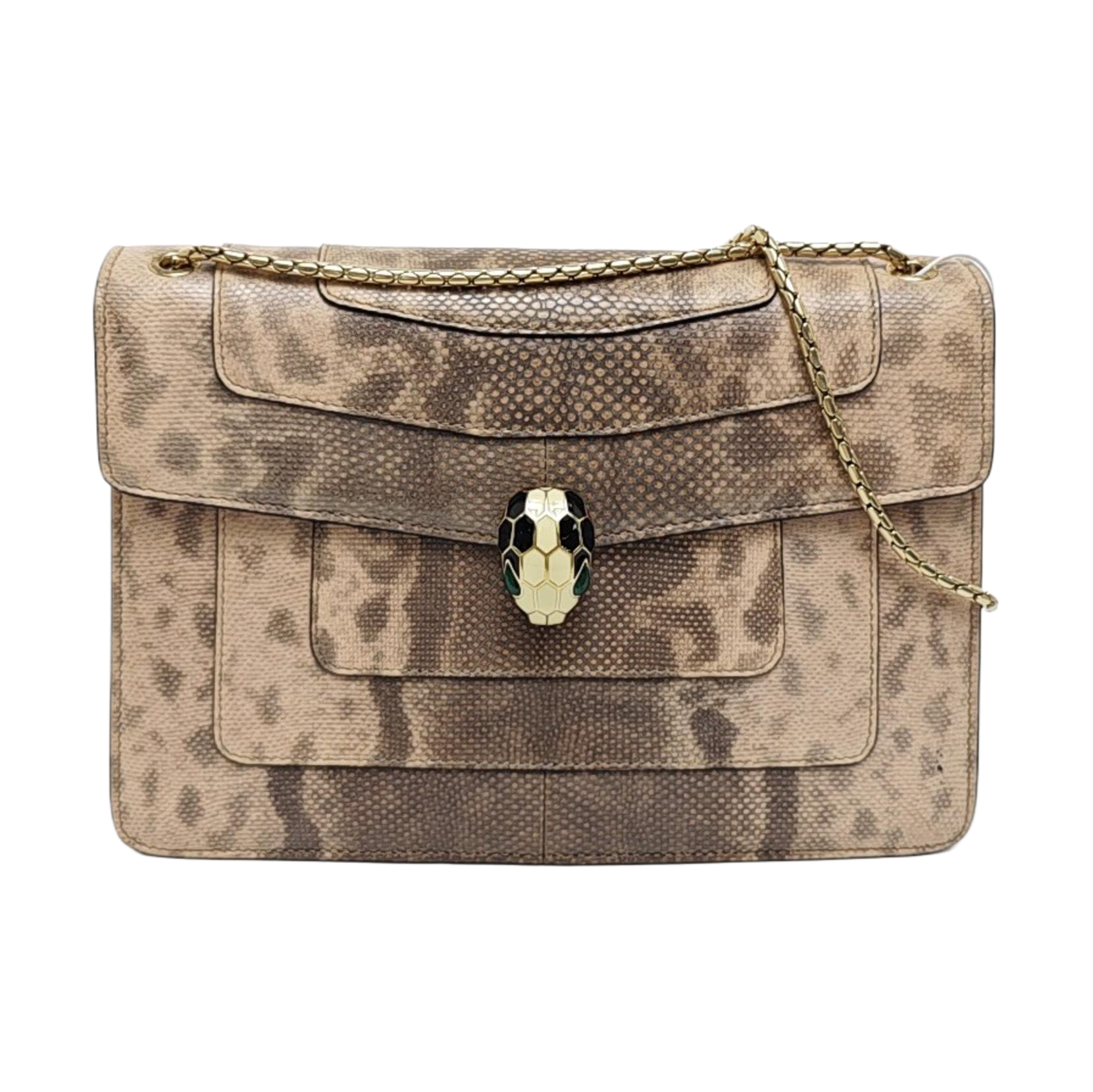 SERPENTI FOREVER Medium Quilted Python Beige