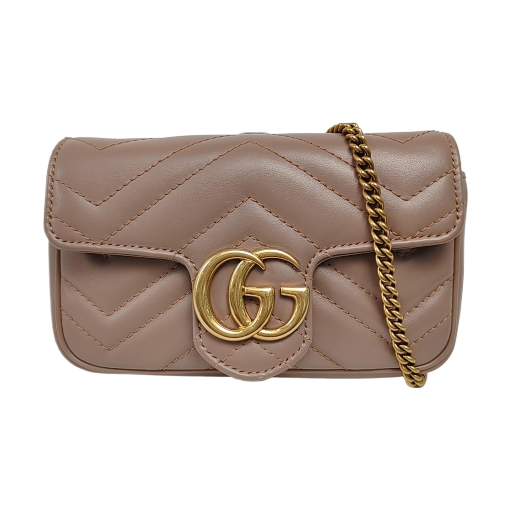 GG Marmont Mini Quilted Calfskin Beige
