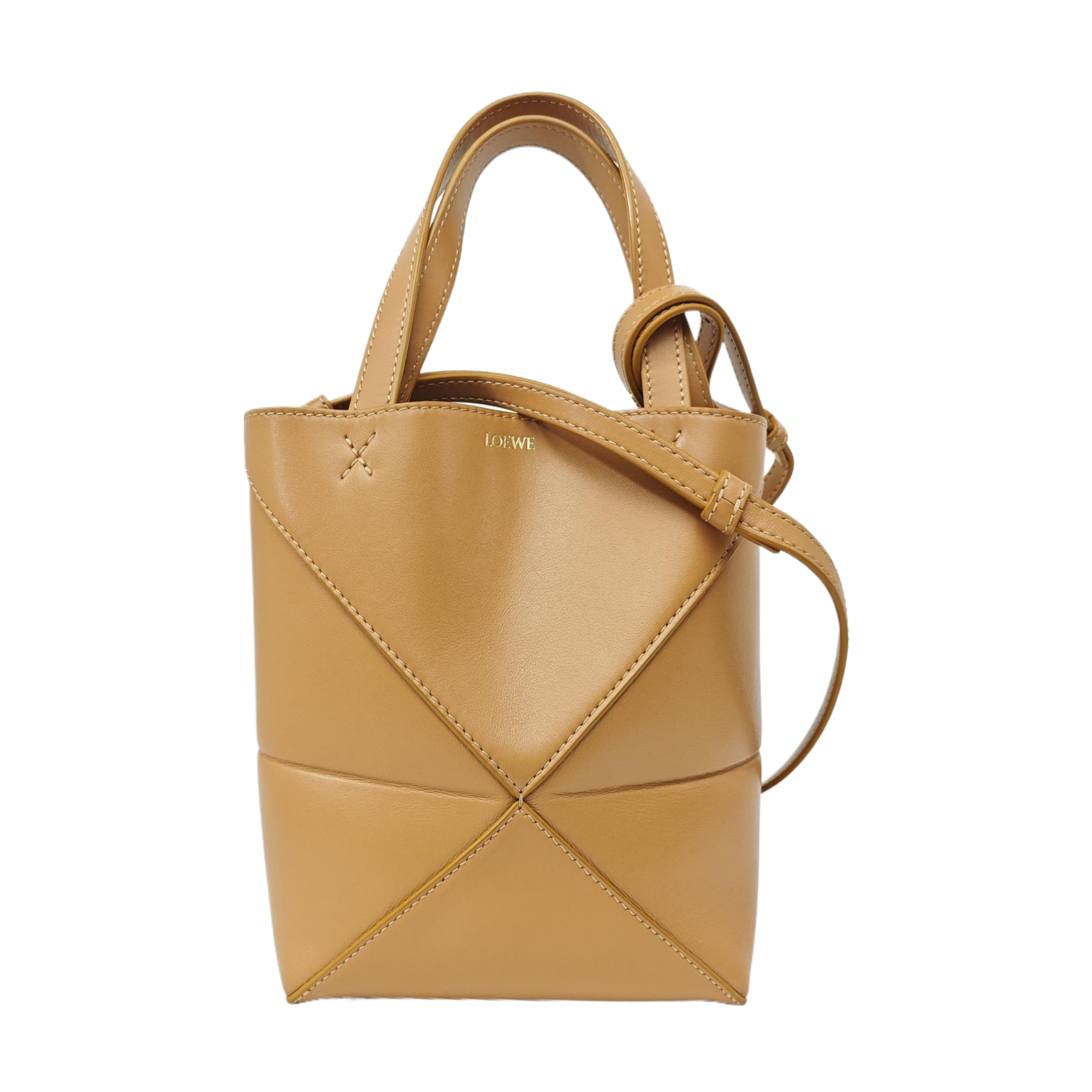 Puzzle Fold Mini Quilted Calfskin Brown