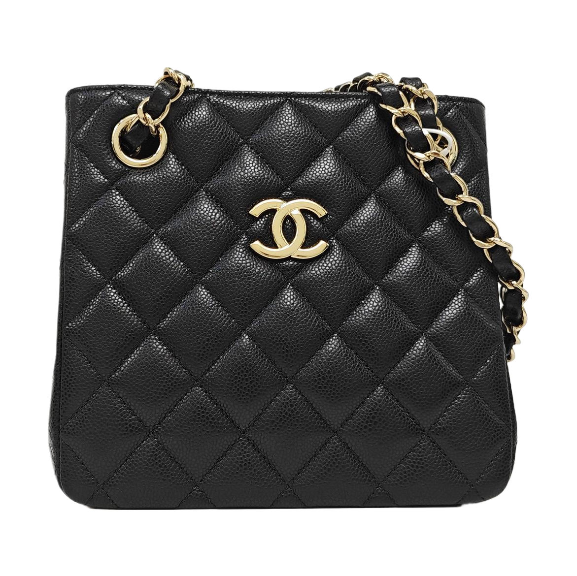 23P TOTE Quilted Grained Calfskin Black