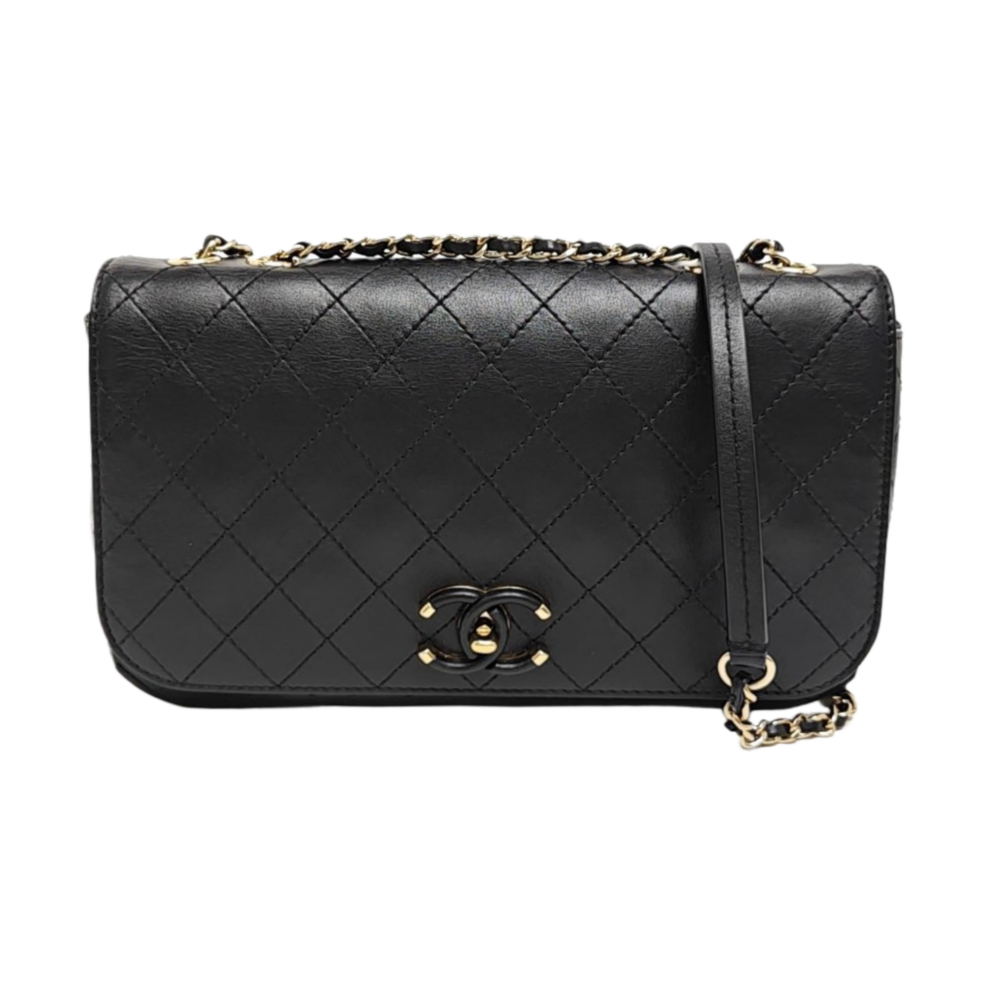 Quilted Calfskin Shoulder Bag Black