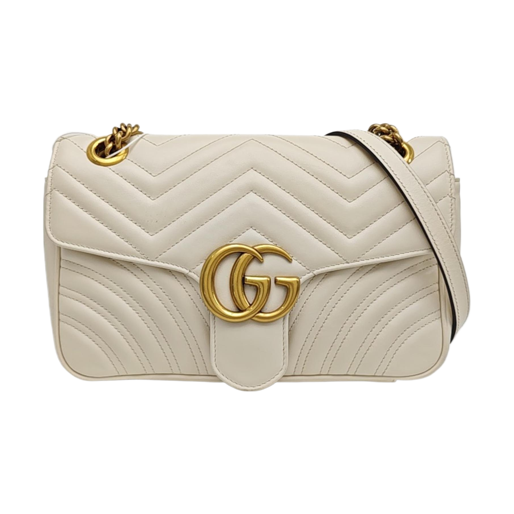 GG Marmont Medium Quilted Calfskin White