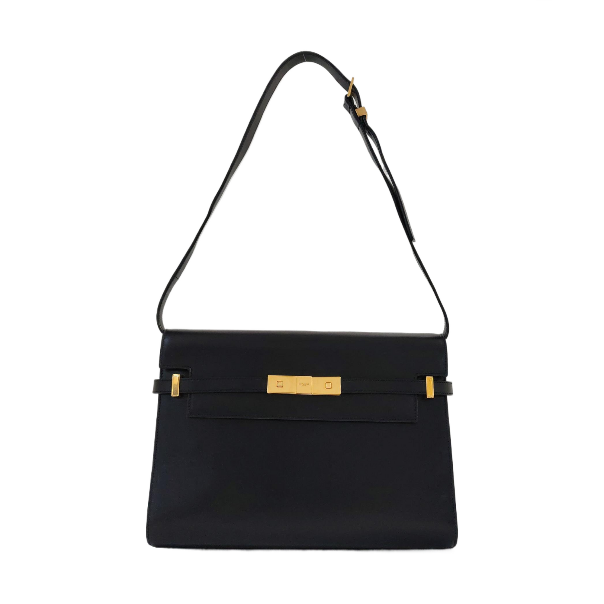 Authenticated pre-owned  MANHATTAN Calfskin Black - Top Handle Bag at Looply
