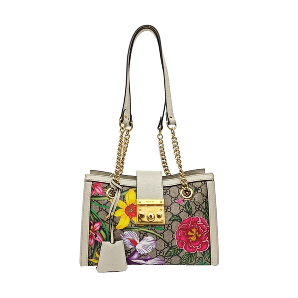 Padlock Small Monogram Coated Canvas Beige