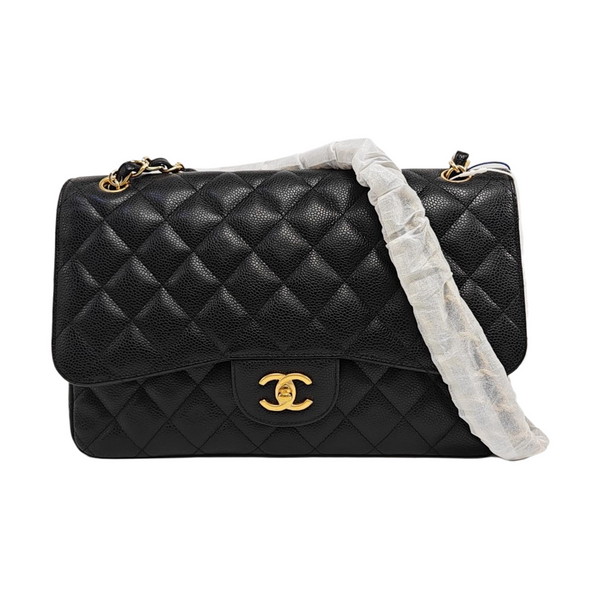 CLASSIC FLAP Jumbo Quilted Grained Calfskin Black