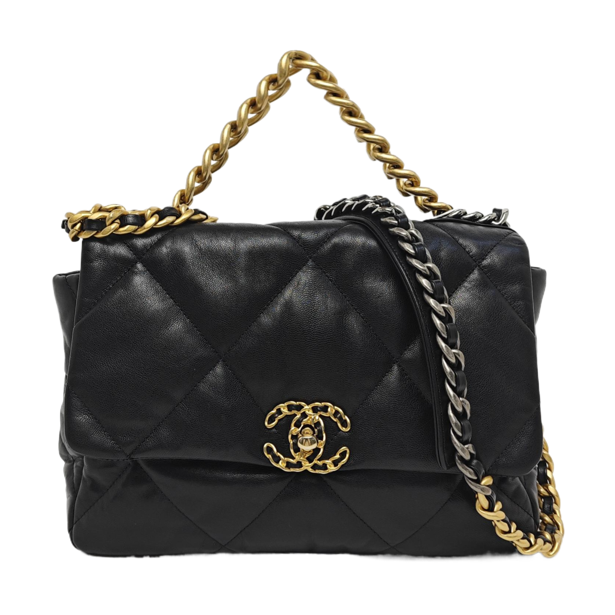 CHANEL 19 Large Quilted Lambskin Black