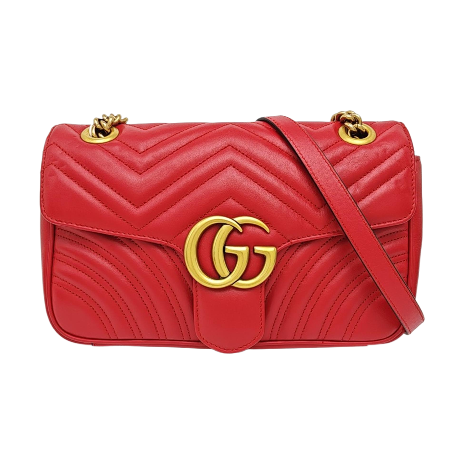 GG Marmont Medium Quilted Calfskin Red