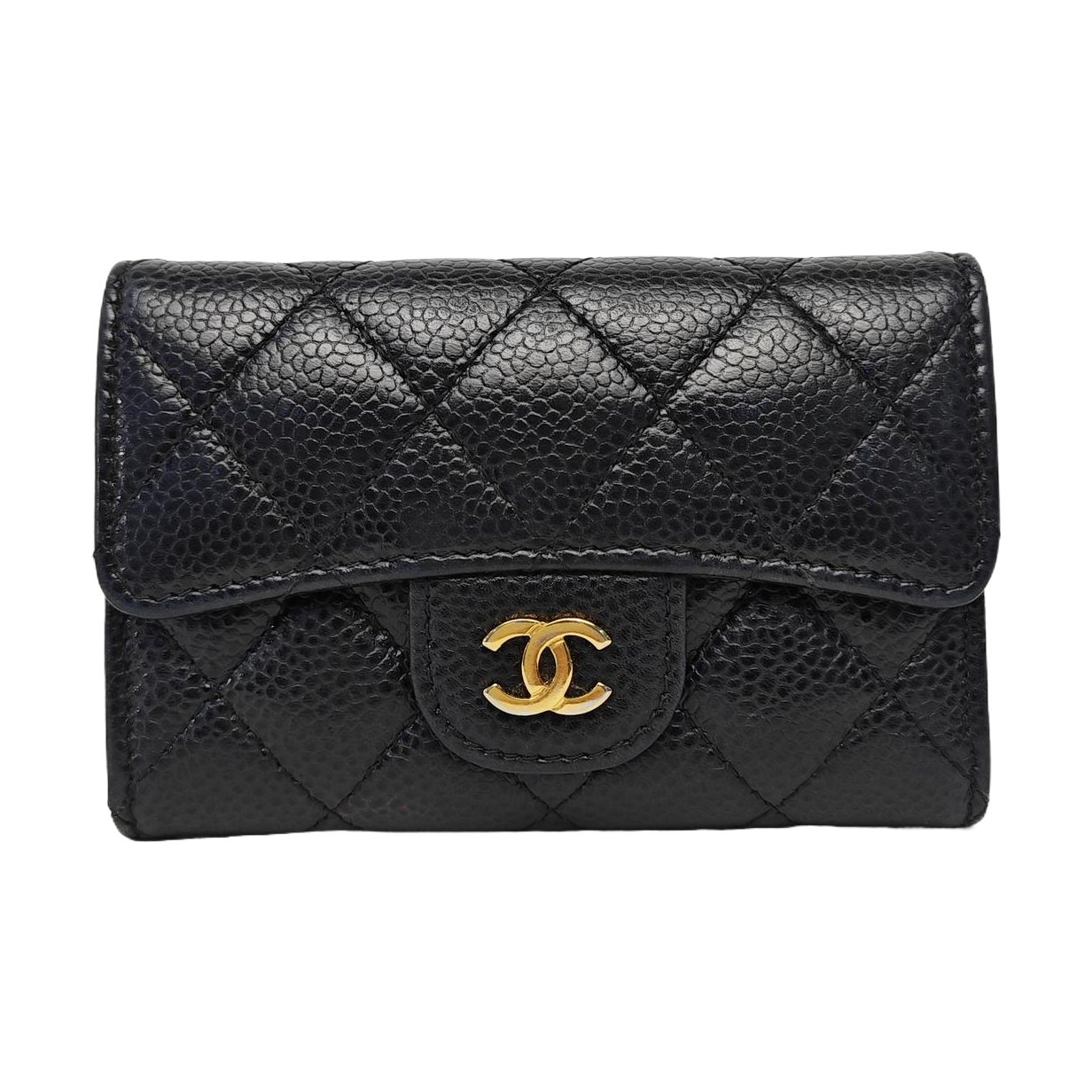 CLASSIC FLAP Quilted Grained Calfskin Black Wallet