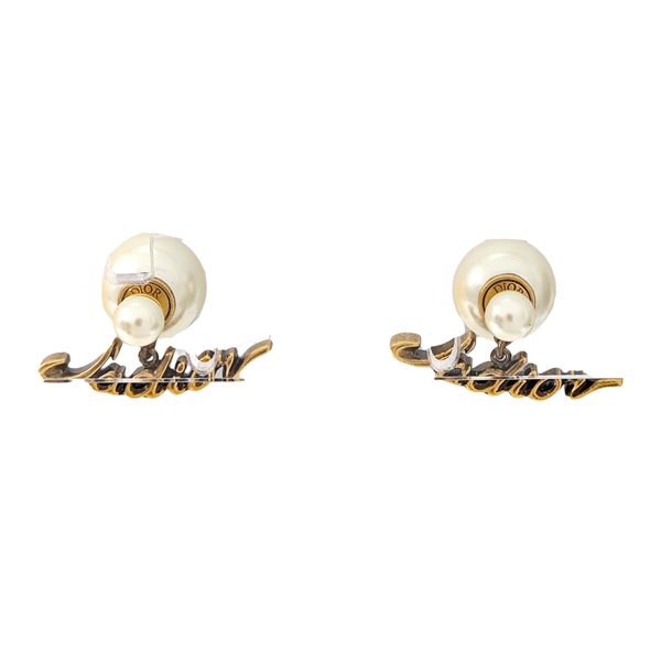 Dior Tribales Metal White Stud Earrings