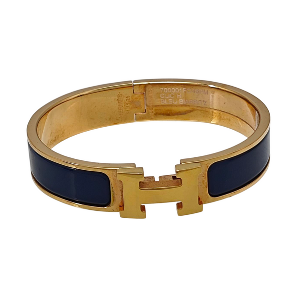 Clic H Metal Blue Bangle