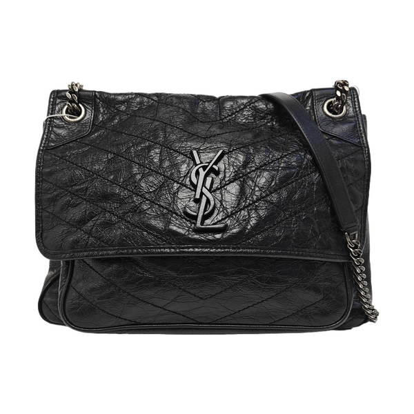 NIKI Large Chevron Calfskin Black