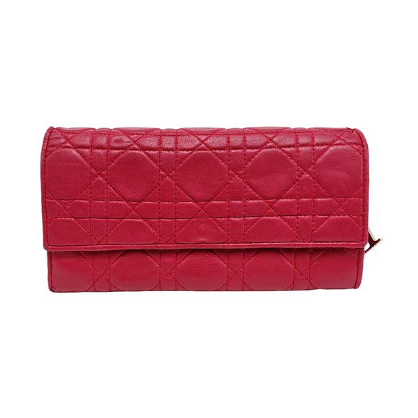 Lady Dior Small Cannage Lambskin Pink Wallet