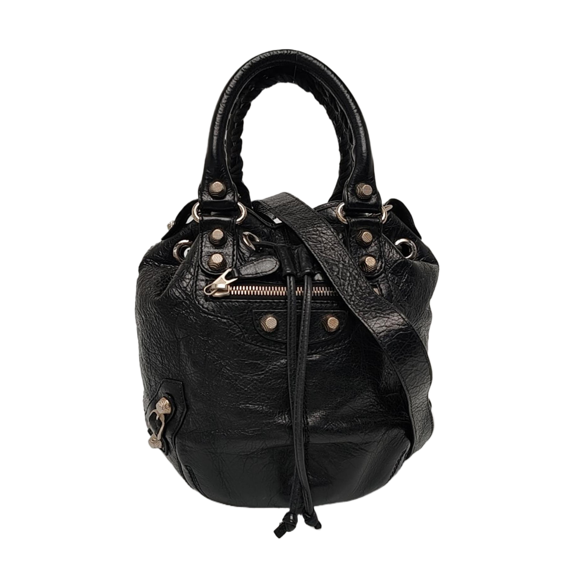 Pompon Bag Calfskin Black