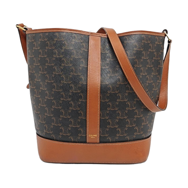 Authenticated pre-owned  TRIOMPHE CANVAS Medium Coated Canvas Brown - Bucket Bag at Looply