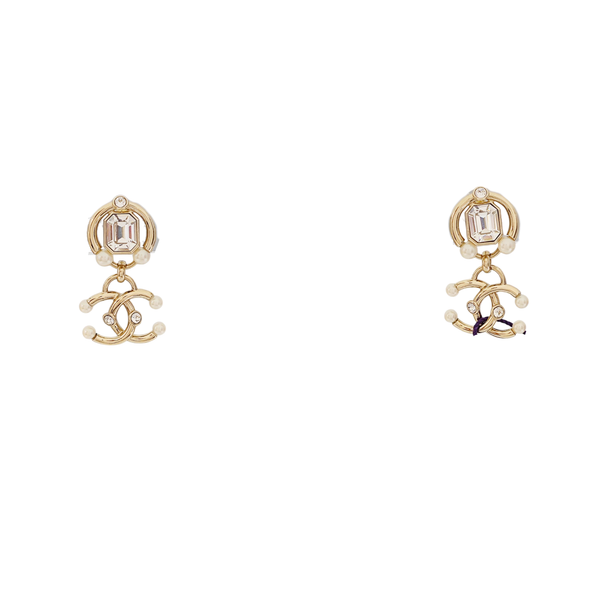CC Logo Metal Gold Stud Earrings