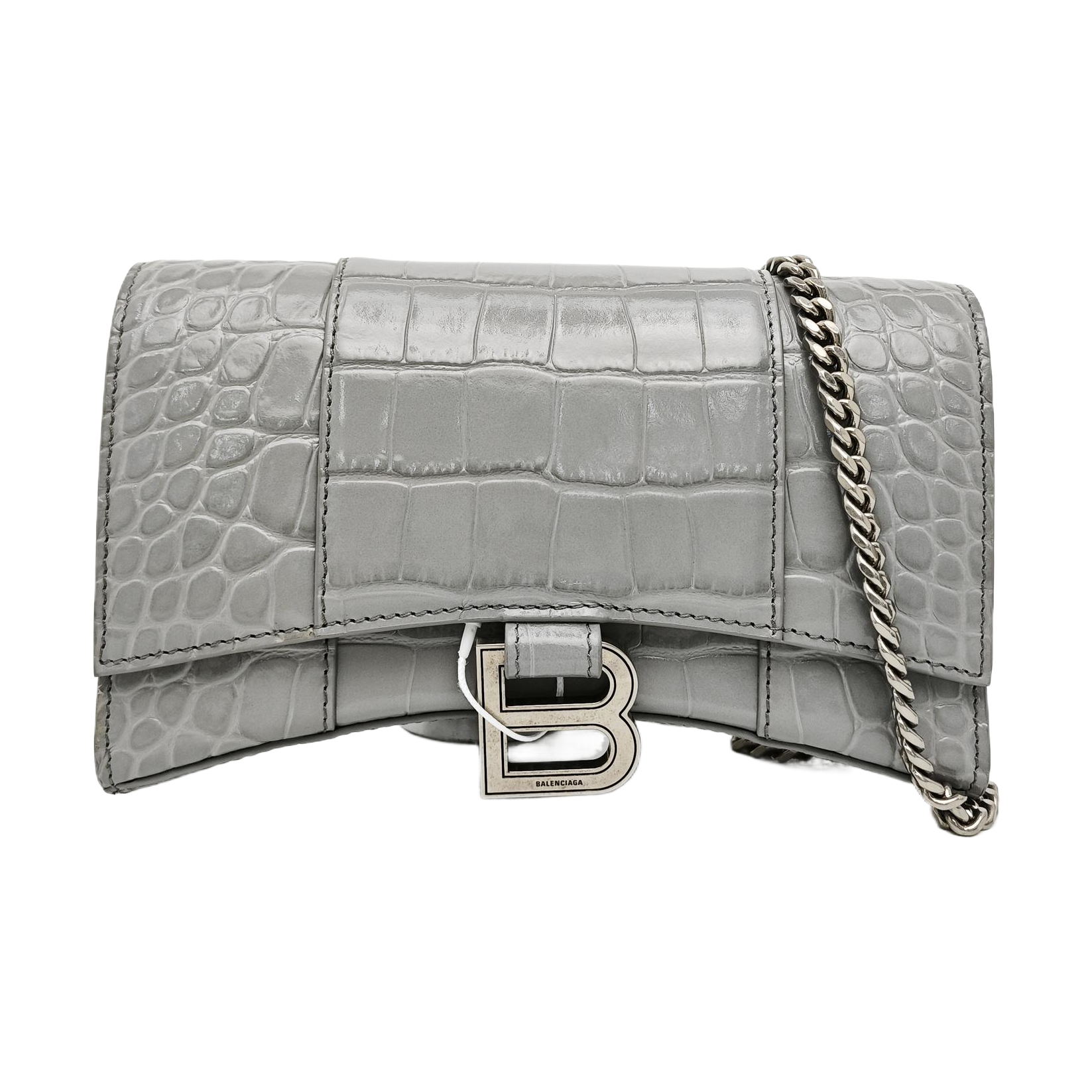 Hourglass Wallet On Chain Mini Calfskin Gray