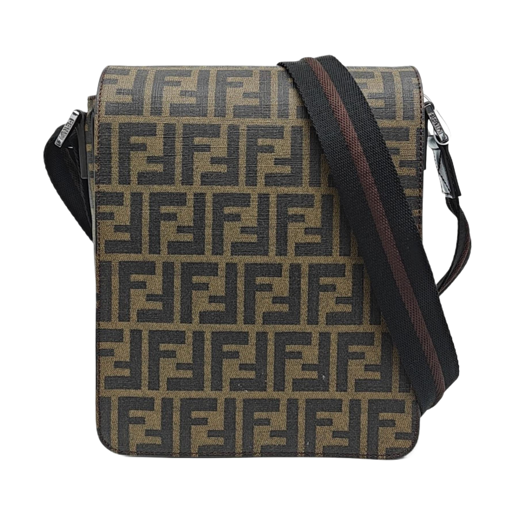 Coated Canvas Shoulder Bag Brown
