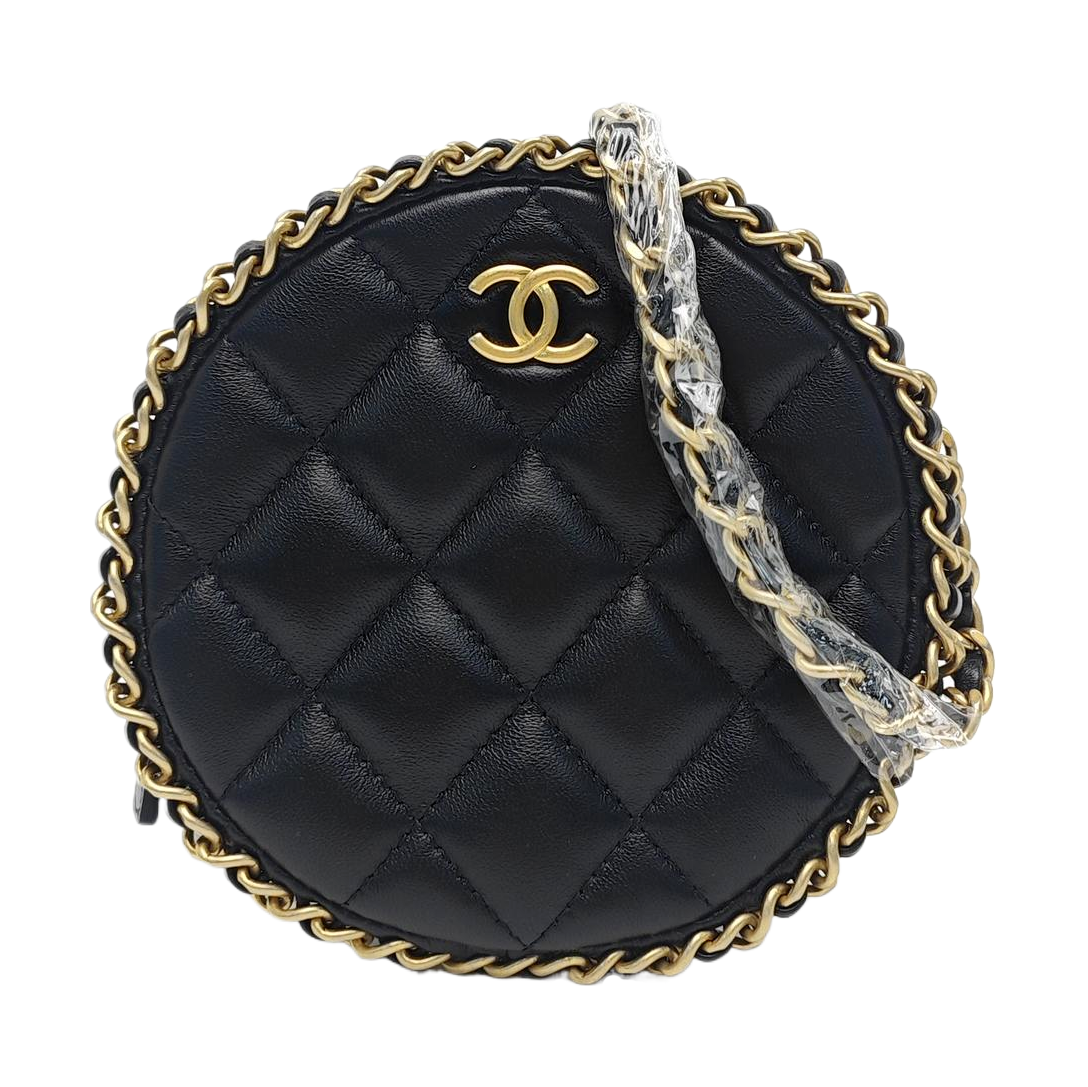 Quilted Lambskin Shoulder Bag Black