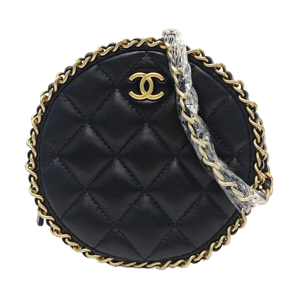 Quilted Lambskin Shoulder Bag Black