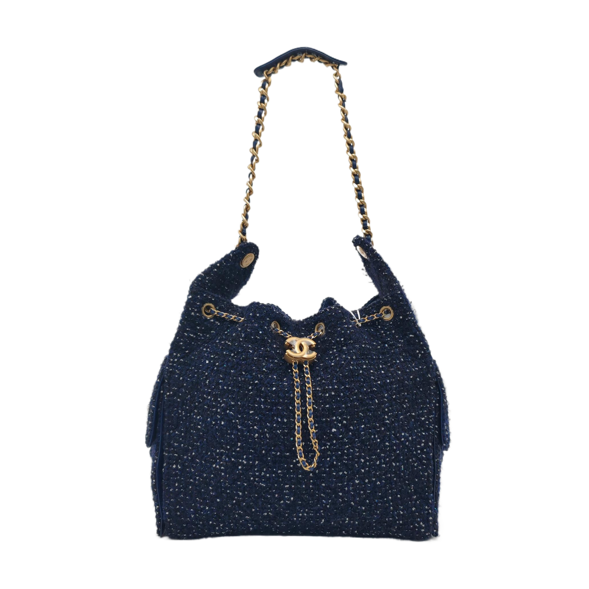 CHANEL 25 Medium Quilted Fabric Blue