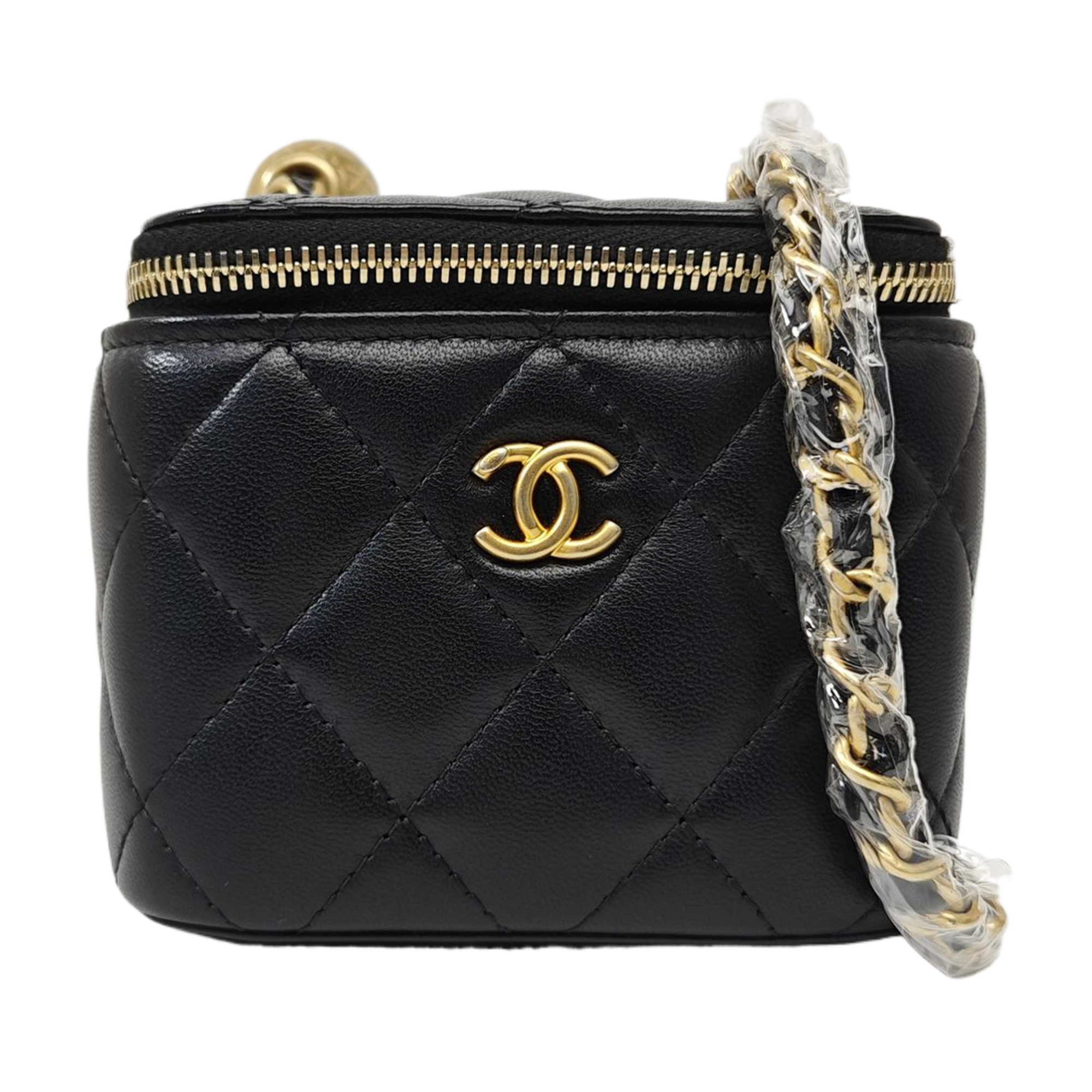 VANITY CASE Mini Quilted Lambskin Black