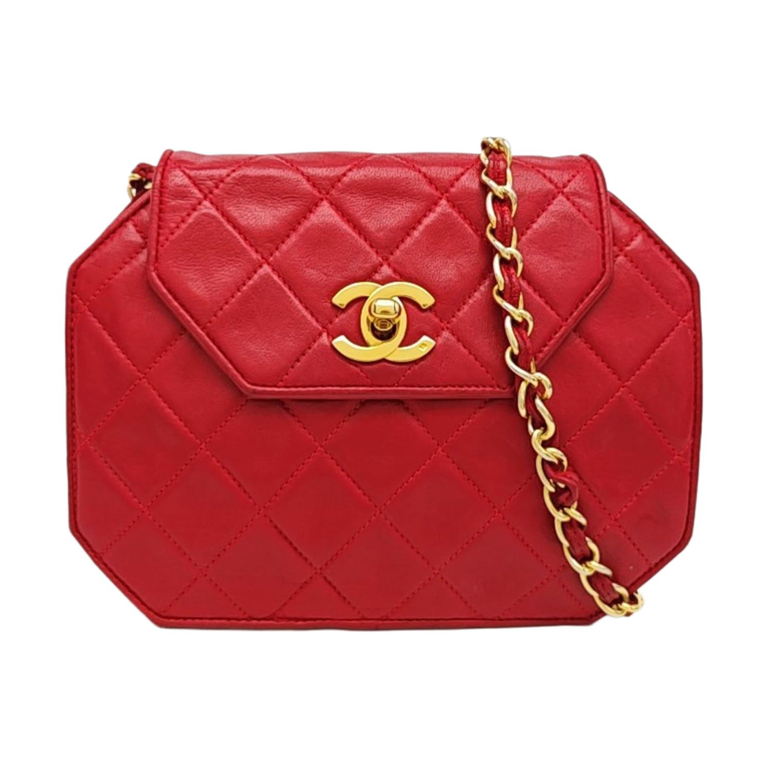 Quilted Lambskin Shoulder Bag Red