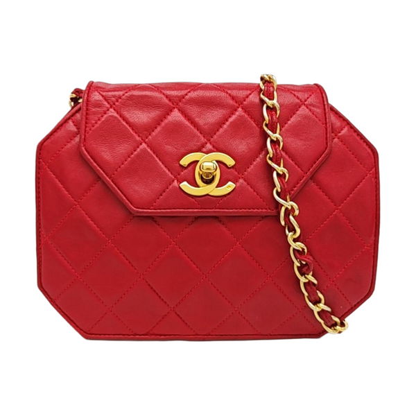 Quilted Lambskin Shoulder Bag Red